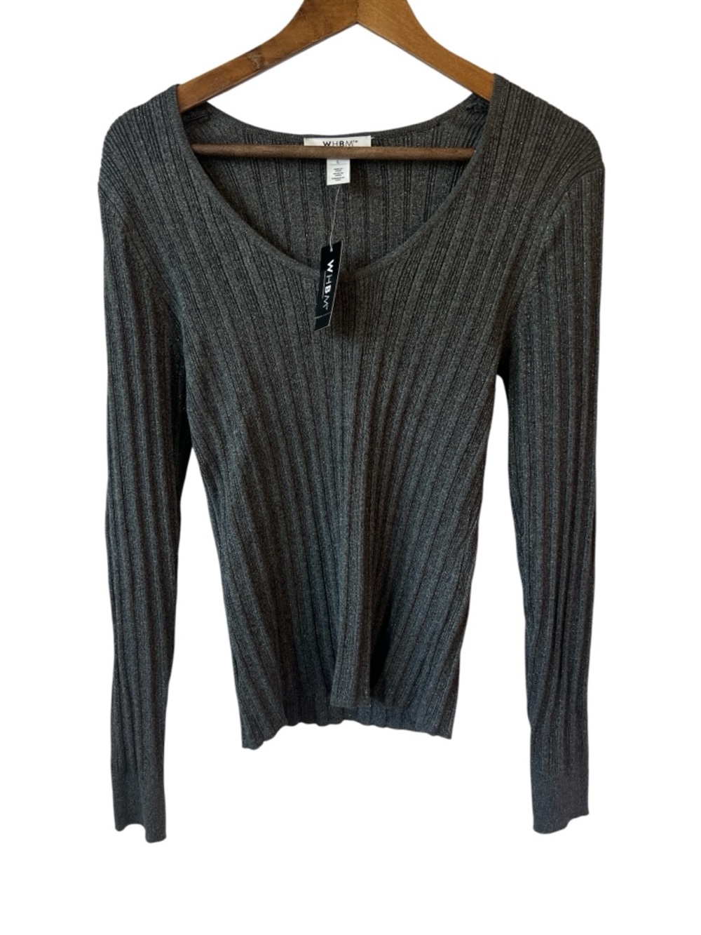 NWT WHBM Long Sleeve Metallic Fitted Shirt Size Large